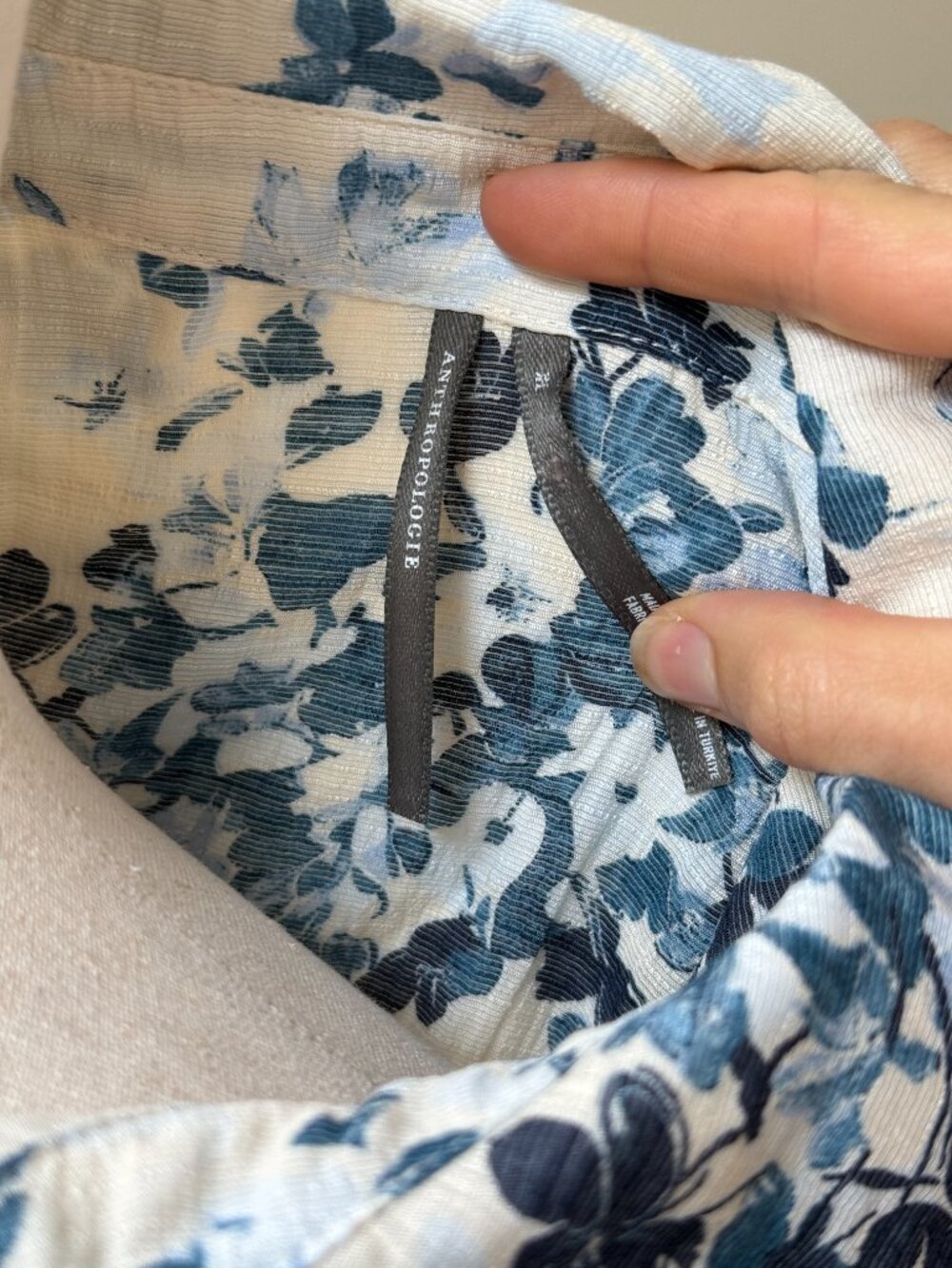 Anthropologie Maeve Bettina Ruffle Mini Dress XL Blue Floral Button Front - Picture 6 of 8